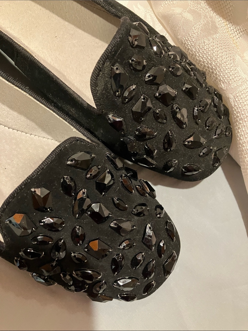 Tahari Black Jeweled Slip-On Loafers - Picture 14 of 14